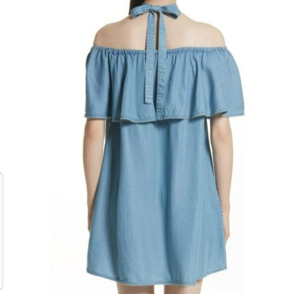 Rebecca Minkoff Havasu Chambray Off Shoulder Dress 6 - Picture 3 of 5